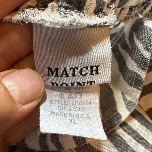 Match Point Linen Wide Leg Palazzo Pants Size XL Zebra Pull On Pockets Lagenlook - Picture 5 of 6